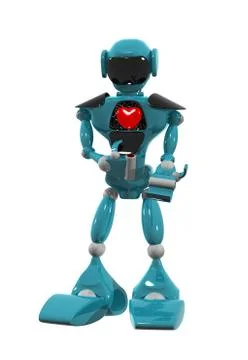 Robot with a heart Stock Illustration