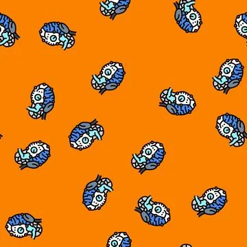 Robot heart social robotics vector seamless pattern Stock Illustration