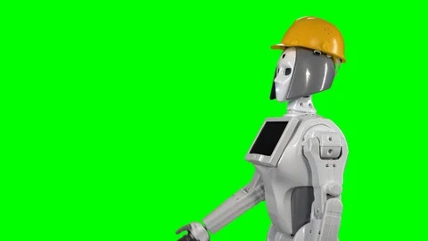 Robot in a helmet is calling to his Stock Video Pond5