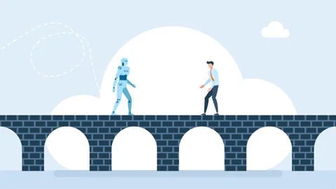 Robot help overcome obstacles, Support or help solve problems, Support AI Stock Footage 313581136