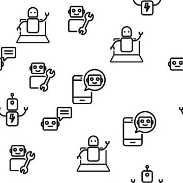 Robot High Technology Vector Seamless Pattern Stock Illustration