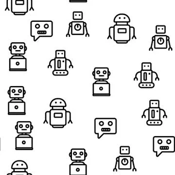 Robot High Technology Vector Seamless Pattern Stockillustratie