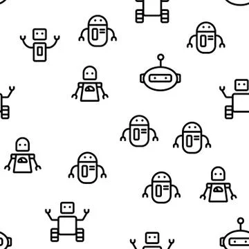 Robot High Technology Vector Seamless Pattern 스톡 일러스트