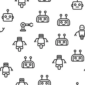 Robot High Technology Vector Seamless Pattern 스톡 일러스트