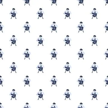 Robot holding bottle seamless repeating pattern illustration Illustrazione stock