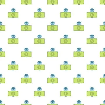 Robot holding dollar banknote seamless pattern Stock Illustration