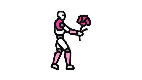 Robot holding a flower Stock Footage 326114351