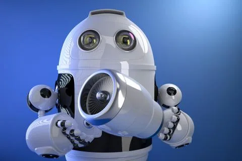 Robot holding a Jet Engine. Technology concept. Contains clipping path Stock Illustration