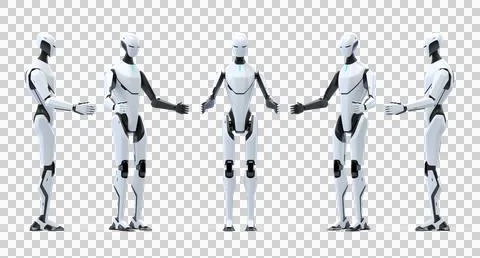 Robot Holding Something in Hands Pose Artificial Intelligence 3D concept Stock Illustration