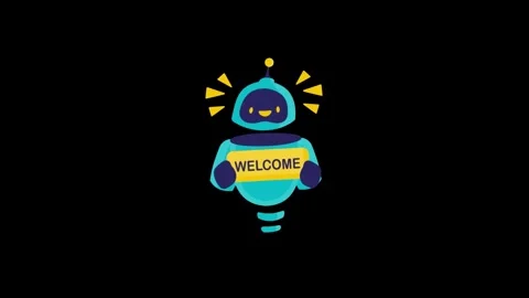 Robot Holding a Welcome icon background ... | Stock Video | Pond5