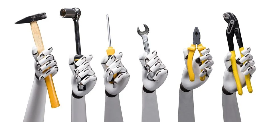 Robot Holding Work Tools Stock Photos