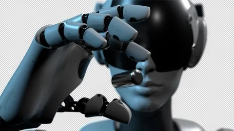 The robot holds a battery in its hand. there is an alpha channel Stock Footage 248495087