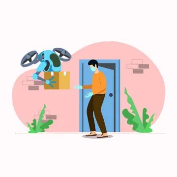 Robot home delivery vector illustration concept Stock Illustration