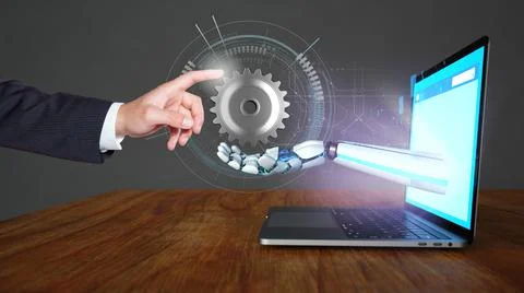 Robot Humand Hand Engineering Stock Illustration