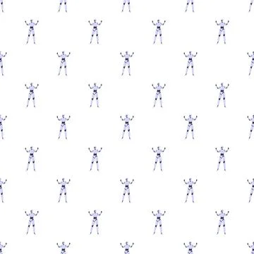 Robot humanoid machines seamless pattern for technology concept イラスト素材