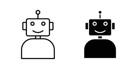 Robot icon collection in black, Line icons, flat symbols Stock Illustration