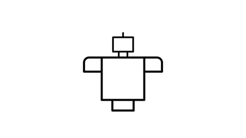 Robot icon displayed on a black background, symbolizing technology and inno.. Stock Footage 333549672