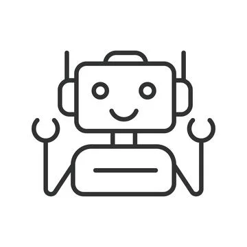 Robot, icon in line design. Robot, android, machine, AI, automation, technology Stock Illustration
