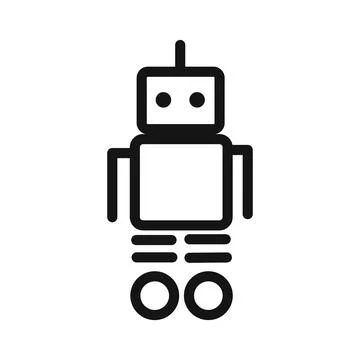 Robot Icon linear vector graphics sign Stock Illustration
