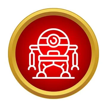 Robot icon on a red and gold button symbolizing modern ai and automation Stock Illustration