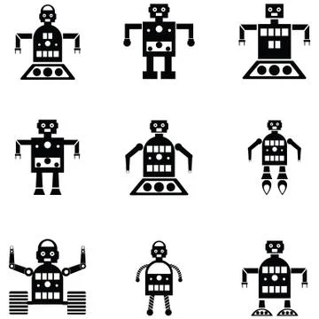 Robot icon set Stock Illustration