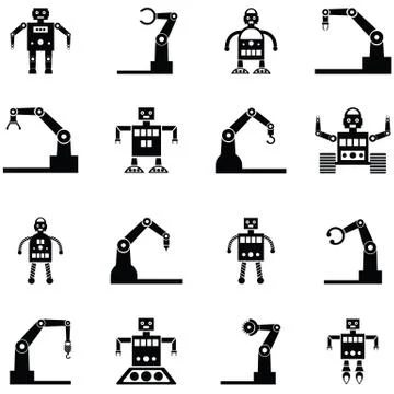 Robot icon set Stock Illustration