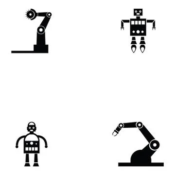 Robot icon set Illustrazione stock