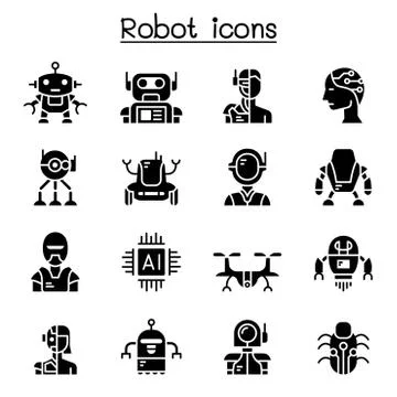 Robot icon set vector illustration graphic design Illustrazione stock