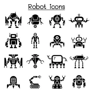Robot icon set vector illustration graphic design 스톡 일러스트