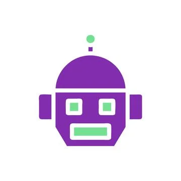 Robot icon solid purple green colour universe symbol perfect. Illustrazione stock