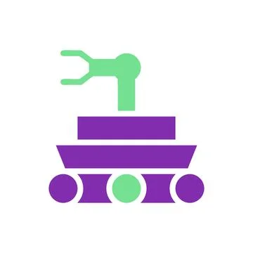 Robot icon solid purple green colour universe symbol perfect. 스톡 일러스트
