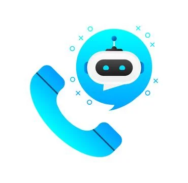 Robot icon. Support service. Chat Bot. Robocall, Voice support service. Illustrazione stock