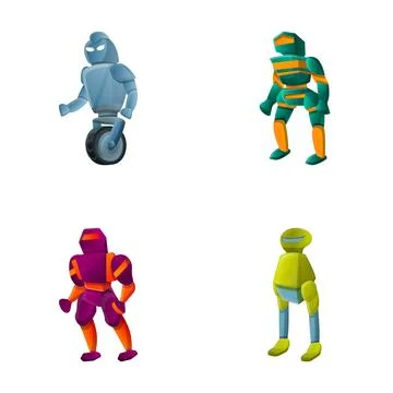 Robot icons set cartoon vector. Modern electronic robot Illustrazione stock
