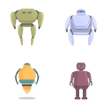 Robot icons set cartoon vector. Modern electronic robot Stock Illustration