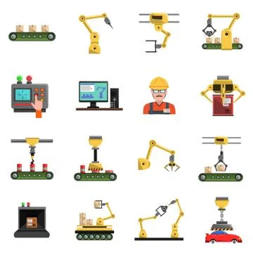 Robot Icons Set Illustrazione stock