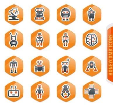 Robot icons set 스톡 일러스트