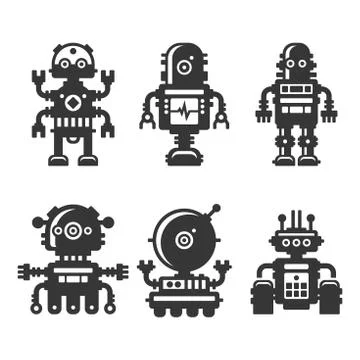 Robot Icons Set on White Background. Vector Stock Illustration