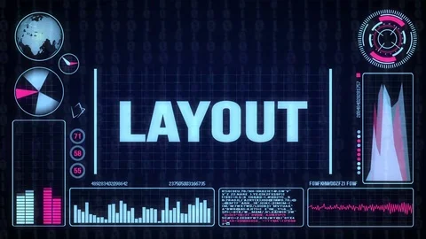 Robot includes a futuristic user interface with the word layout Video stock 79069236