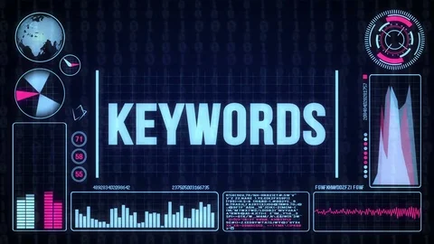 Robot includes a futuristic user interface with the word keywords Stock Footage 79069243