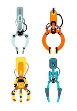Robot industrial claws. Machine claw gripping gaming device for risk game vector Stock Illustration