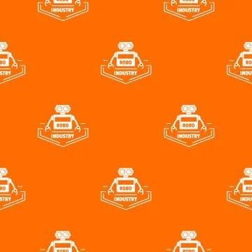Robot industry pattern vector orange Illustrazione stock