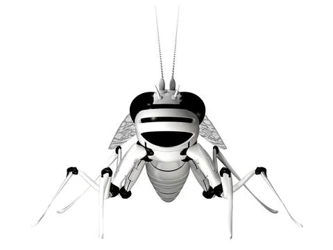 Robot. Insect robot. Cybernetics. 3d rendering mechanical fly Illustrazione stock