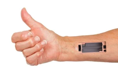 Robot - insert the battery in an arm Stock Illustration
