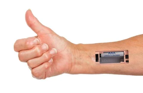 Robot - insert the battery in an arm Stock Illustration