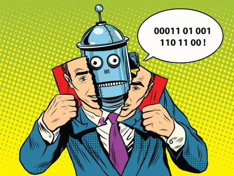 Robot instead of a person 스톡 일러스트