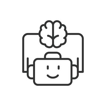 Robot intelligence, icon in line design. Robot, intelligence, AI, automation Stock Illustration