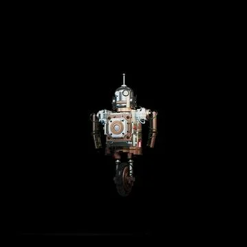 Robot isolated on black background Stock Illustration