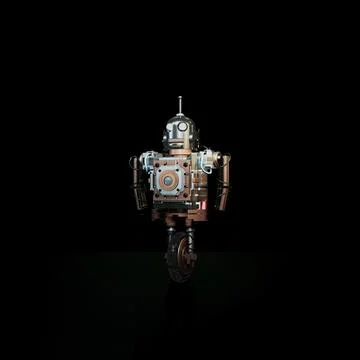 Robot isolated on black background Stock Illustration