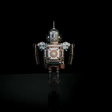Robot isolated on black background Stock Illustration
