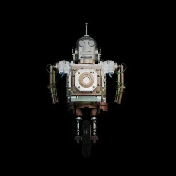 Robot isolated on black background Stock Illustration